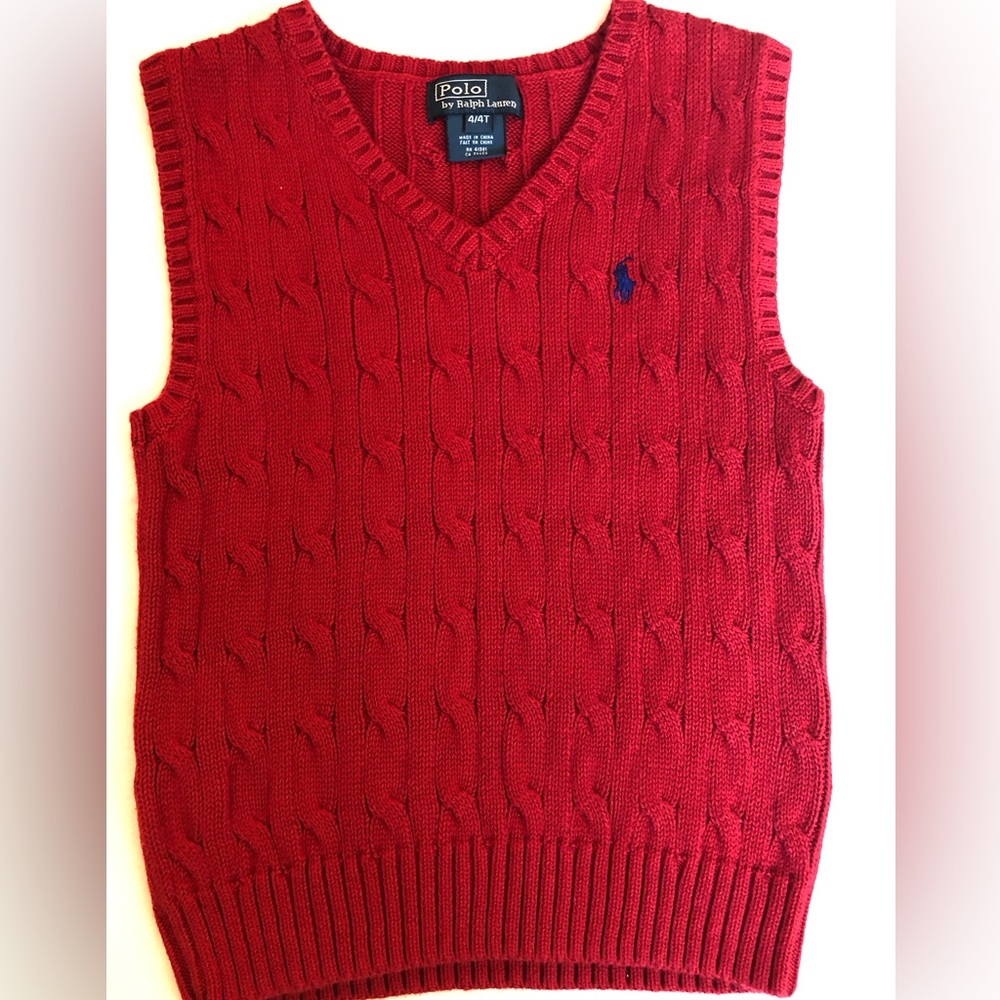 Ralph Lauren V-Neck Red Sweater Vest